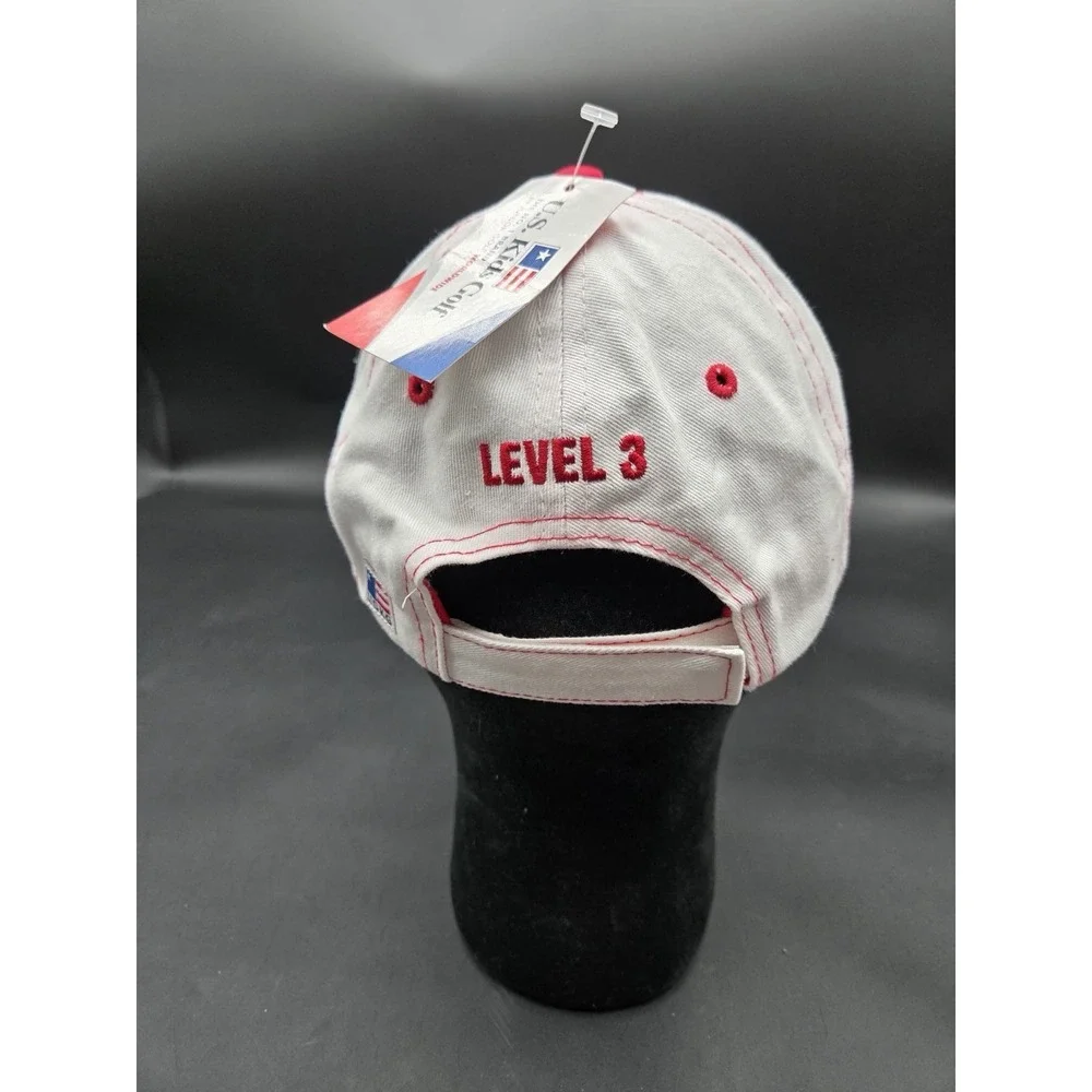 US Kids Golf White Red Embroidered Adjustable Baseball Cap Youth L/XL PGA Logo
